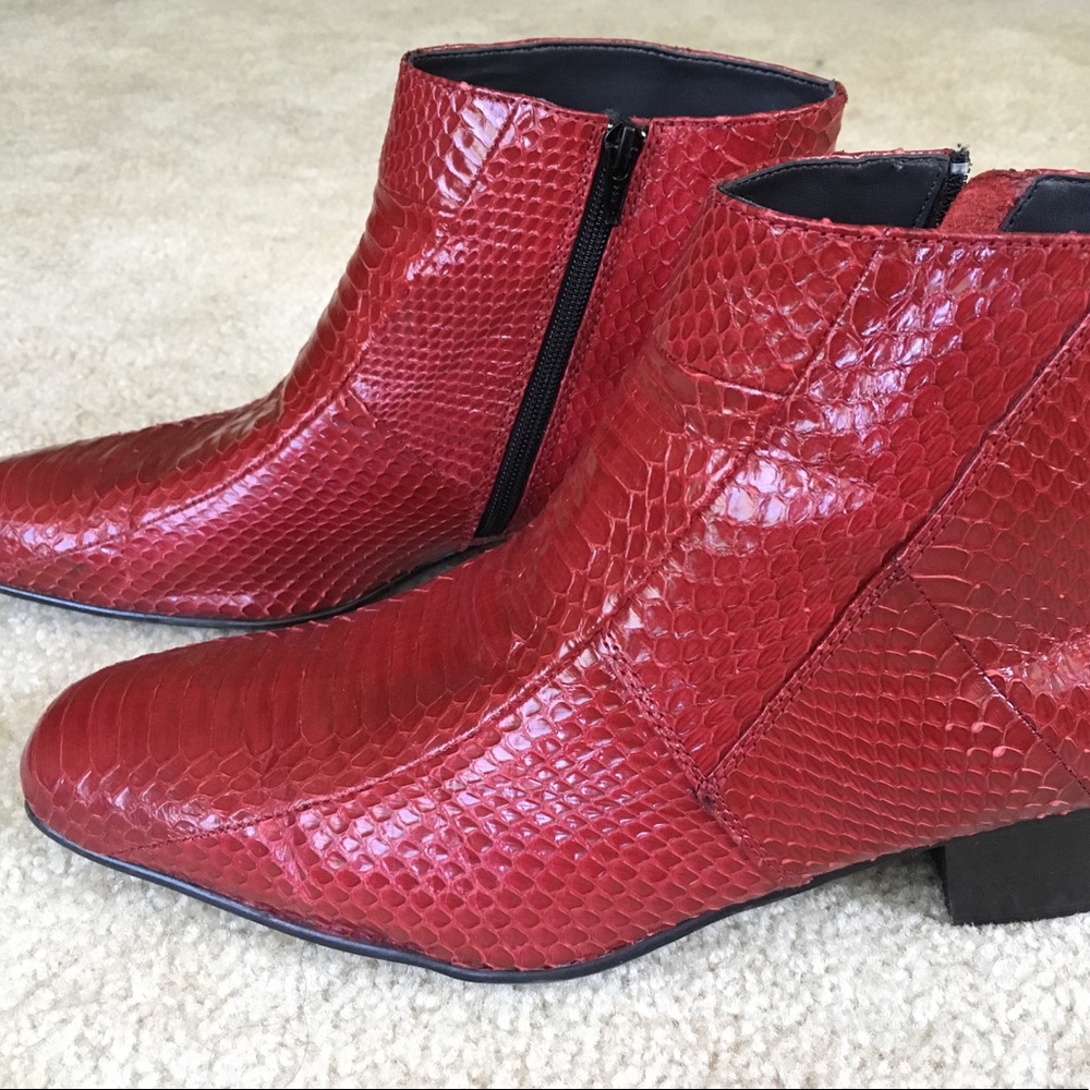 Giorgio Brutini red snakeskin ankle boots